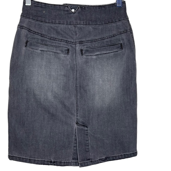 Prana Aubrey Denim Skirt Charcoal Gray Cotton Mini Length Skirt Size 0 Stretch - Picture 3 of 13